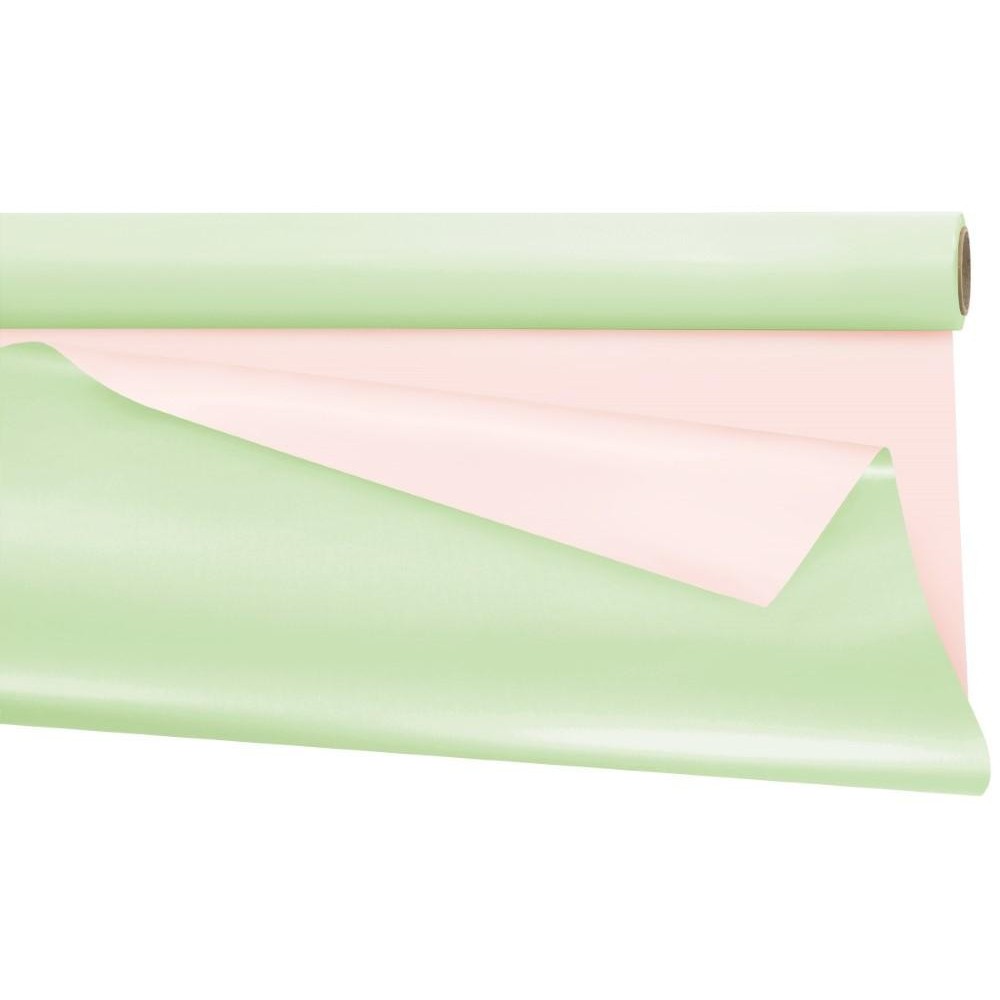 ROTOLO POLIPROPILENE VERDE MENTA ROSA CHIARO DOUBLE FACE 100X25